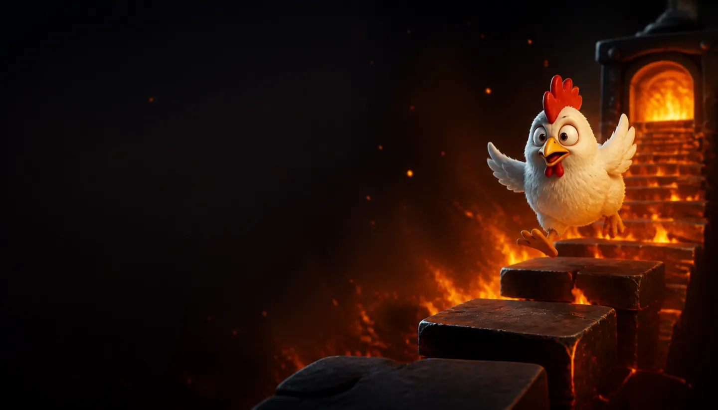 Hero banner with Chicken Road brand colors and inspired visuals on the right side.